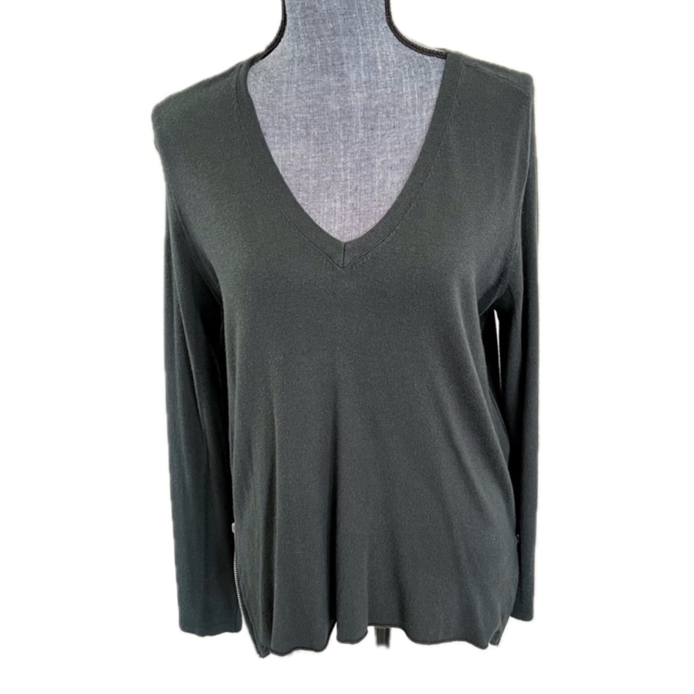 Vici Dark Green Tunic Sweater with side zippers